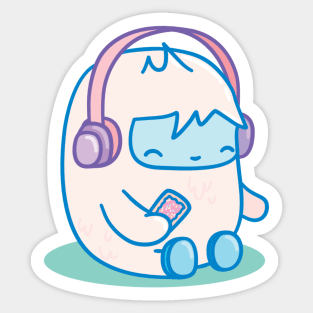 Yeti with headphones and a pop tart Sticker